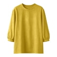 thumbnail image 5 of Blouses for Women Plus Size Crew Neck 3/4 Sleeve Solid Color Casual Outfits for Women Spring Casual Basic Shirt Vacation Fashion Outfit Clothes, 5 of 9
