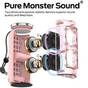 Monster S310 Bluetooth Speaker, Portable Bluetooth Speaker, 30W True Wireless Stereo Pairing Deliver Dynamic Sound, IPX6 Waterproof, Bluetooth 5.2 Built-in Mic, 24H, for Family Outdoor Pink