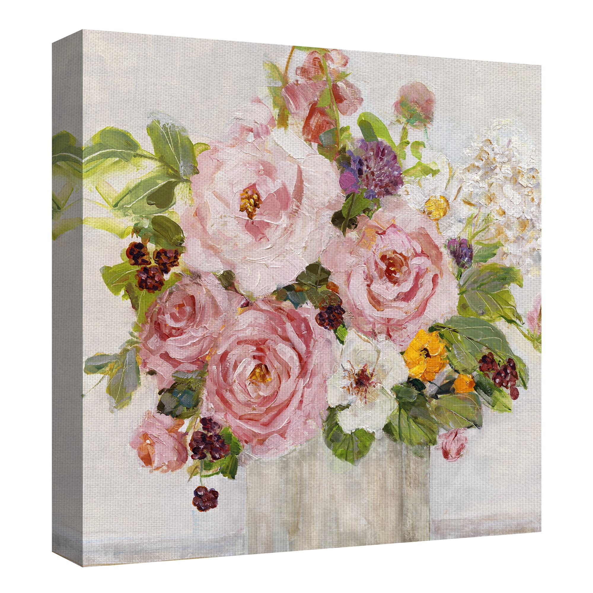 Becoming Blush I Assorted Flower Bouquet by Sally Swatland Canvas Art Print