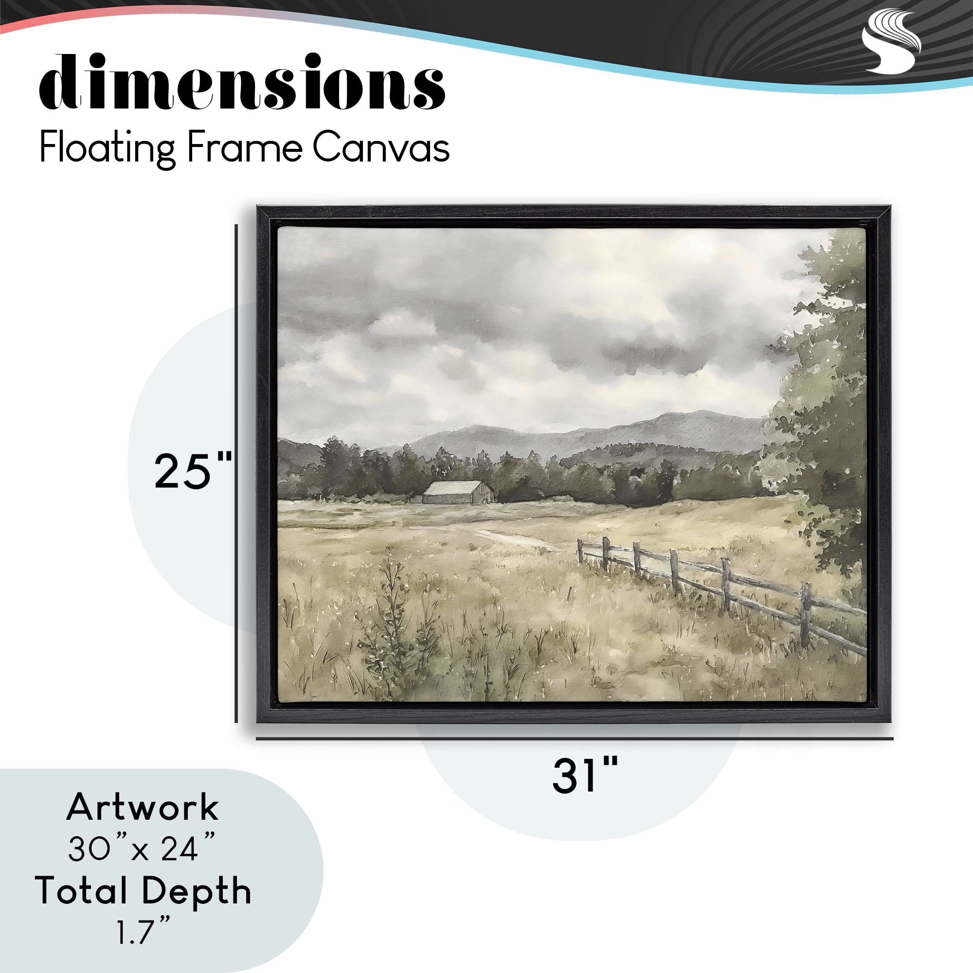 Stupell Industries Muted Valley Cottage Black Framed Floater Canvas Wall Art, design by Riley B