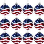 LINMOUA 12pcs Holiday Savings Clearance 4th of July Ball Ornaments Patriotic Decorations for Tree Plastic Independence Day Ball Decorations Holiday Decor for Home Decor Ball