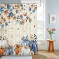 thumbnail image 4 of Shower Curtains for Bathroom, Orange Blue Pumpkin Fall Waterproof Fabric Shower Curtain, Thanksgiving Maple Leaves Branch Decorative Bathroom Curtain for Bathtub, 36"x72", No Hooks Included, 4 of 9