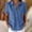 *Blue, variant on Women's V Neck Collared Short Sleeve Shirt,Casual Loose Fit Blouse Army Green,Women's Plus S