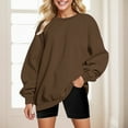 thumbnail image 2 of Hessimy Oversized Sweatshirt for Women Crew Neck Fleece Sweatshirt Casual Long Sleeve Pullover Tops Trendy Clothes(Coffee,S), 2 of 4
