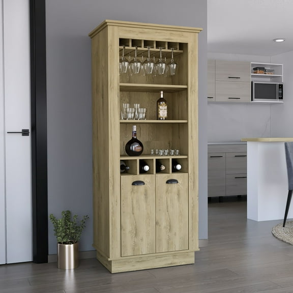 4 Rack Bar Cabinet With Stylish Look - Perfect For Living Areas Modern Style Fits Primary Area