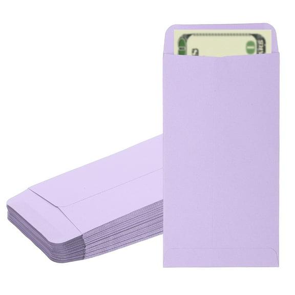 Uxcell Money Envelope, 50 Pcs 6.5" x 3.5" Cash Holder for Checks Coins, Purple