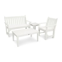 POLYWOOD Vineyard 4-Piece Bench Seating Set in White