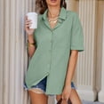 thumbnail image 4 of Fanxing Cotton Linen Button Down Shirts for Women 2025 Trendy Summer Casual Work Tops Moisture Wicking Business Casual Blouses S-2XL, 4 of 8