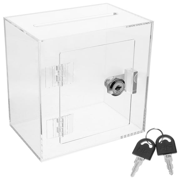 Niceauty Multi Functional Clear Acrylic Donation Box with Lock for Secure Letter and Fundraising Storage