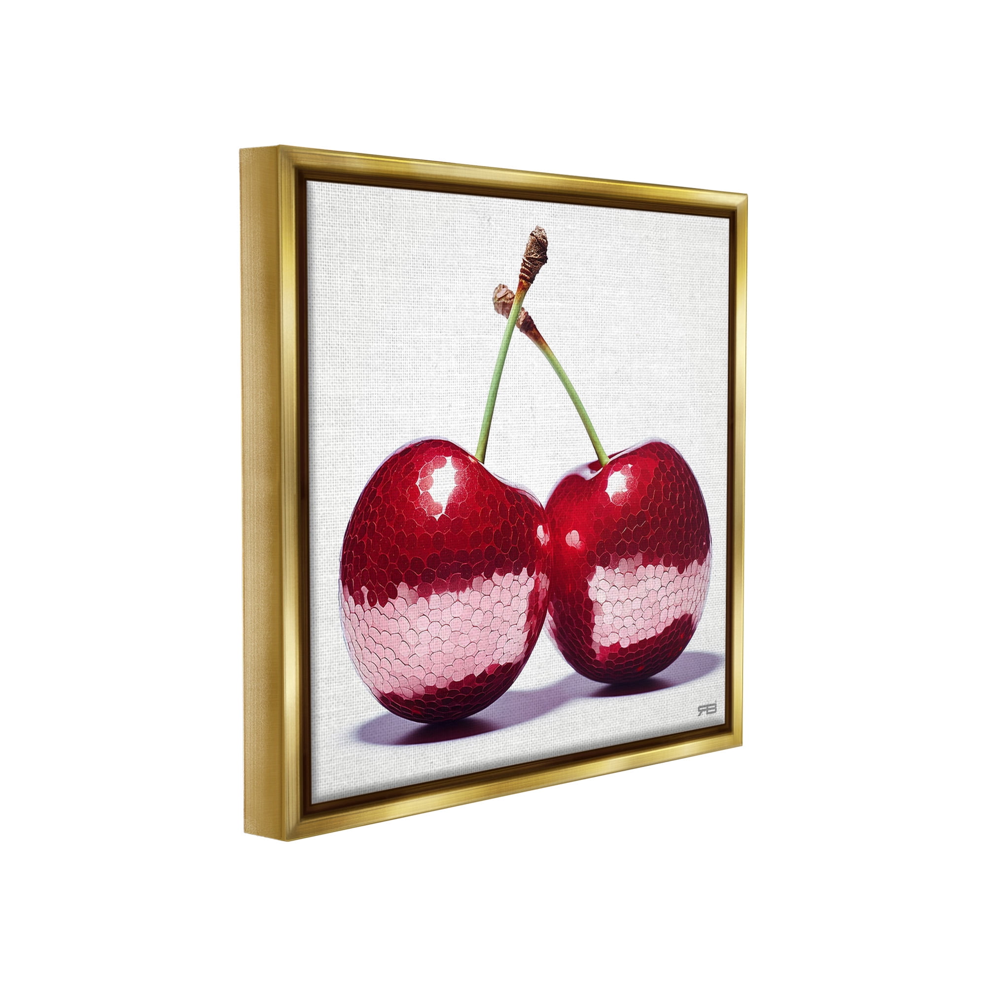 Stupell Industries Cherries with Reflection Food & Beverage Painting Gold Floater Framed Canvas Art Print Wall Art, 18 x 18