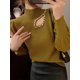 thumbnail image 3 of 2024 Jersey ajustado de cuello alto con cuentas ahuecadas, jersey suave y cálido para mujer, suéter de Otoño Invierno, Jersey acanalado de punto para mujer, 3 of 5