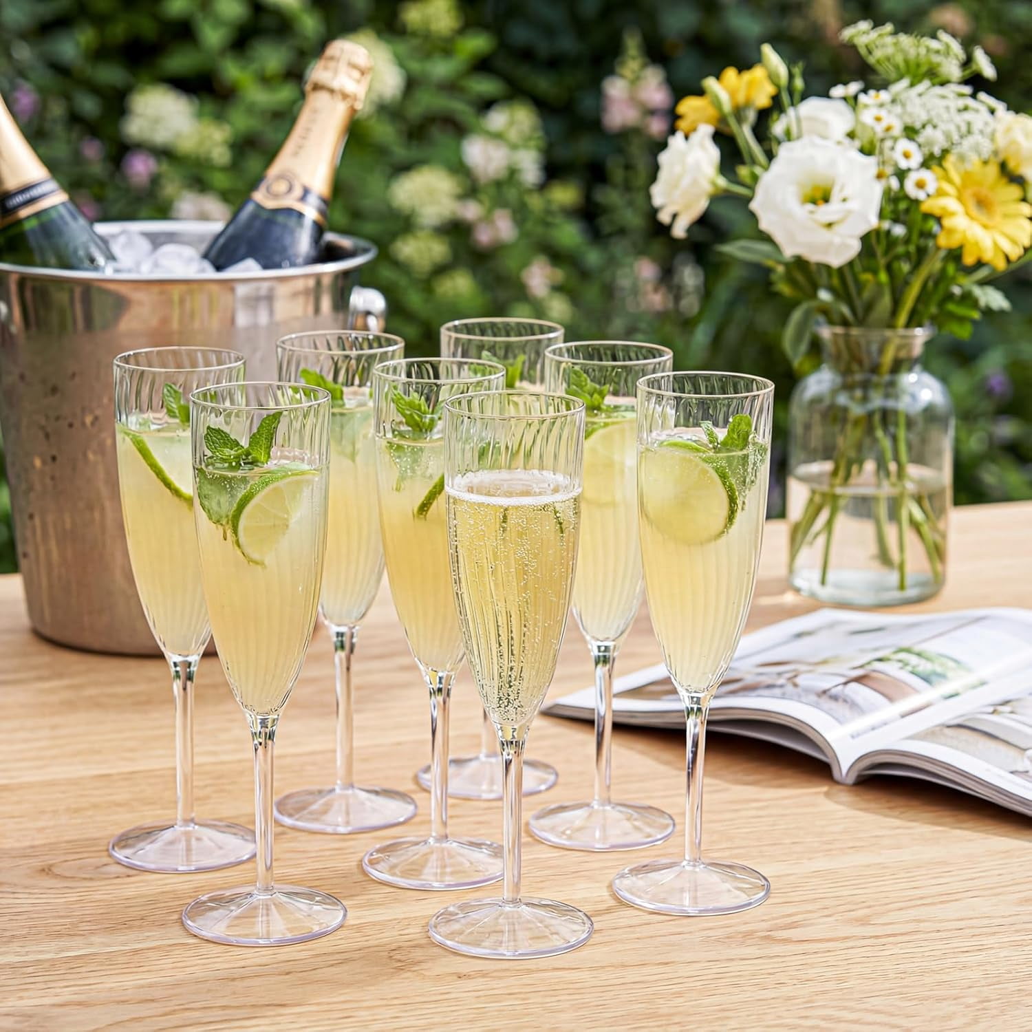 38PCS Clear Champagne Flutes Plastic - 6 OZ Clear Disposable Champagne Flutes Party Supplies for Wedding/Birthday/Parties