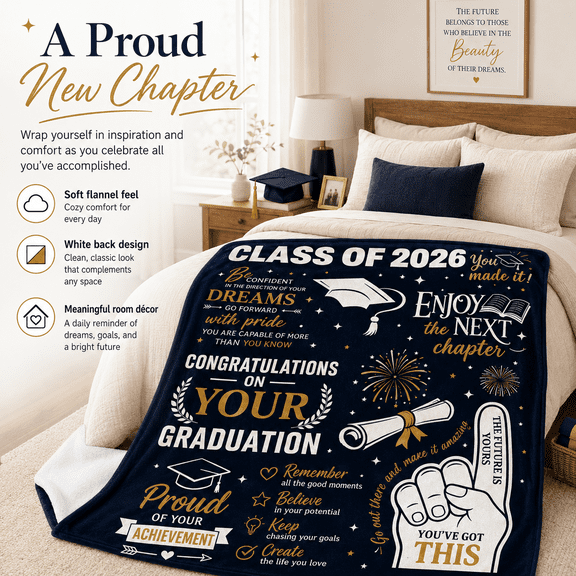 2026 Graduation Gifts Blanket for Her Him, Class of 2026 Graduate Gift, Masters Degree/PHD/High School/College Graduation Gifts Cozy Throw Blanket for Men Women 30"X40"