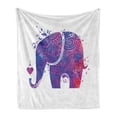 thumbnail image 1 of Yoga Soft Flannel Fleece Throw Blanket, Floral Silhouette with Color Splatters and a Little Heart, Cozy Plush for Indoor and Outdoor Use, 70" x 90", Pink Blue and Vermilion, by Ambesonne, 1 of 6