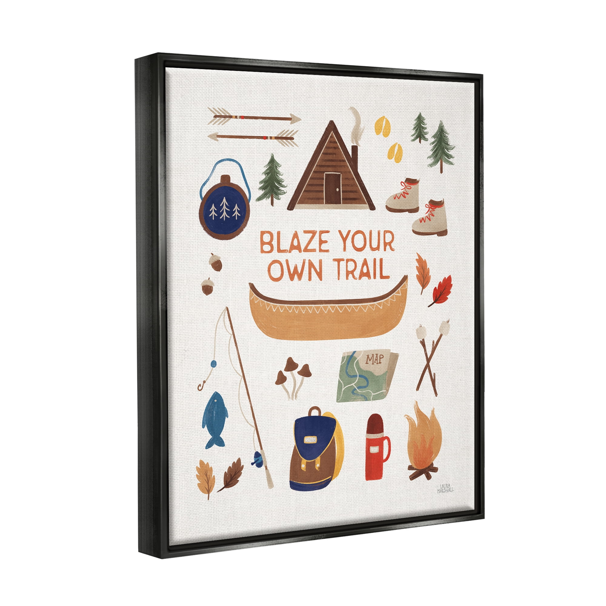 Stupell Industries Blaze Your Own Trail Phrase Typography Painting Black Floater Framed Art Print Wall Art, 17 x 21
