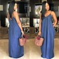 thumbnail image 2 of KTMKH Women's Plus-Size Sleeveless Suspenders Denim Casual Loose Long Dress Vestidos, 2 of 9