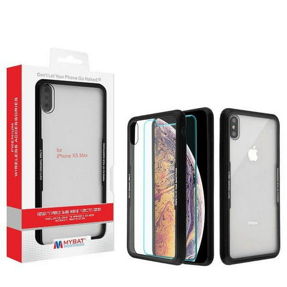 Apple iPhone XS Max (6.5 inch) Clear Phone Case and Tempered Glass Screen Protector [Anti-Scratch]   Soft TPU Bumper [Slim Thin] Premium Hybrid Protective Cover BLACK for Apple iPhone XS Max (6.5")