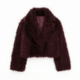 thumbnail image 5 of Wensltd Women's Faux-fur Jacket Long Sleeve Winter Fleece Coats Warm Outerwear Fall Clothes Red, 5 of 5