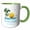 Green/White, variant on 3drose, Ocean Sunset and Sailboat for the Island of Islamorada Florida., 11oz Two-tone Blue Mug