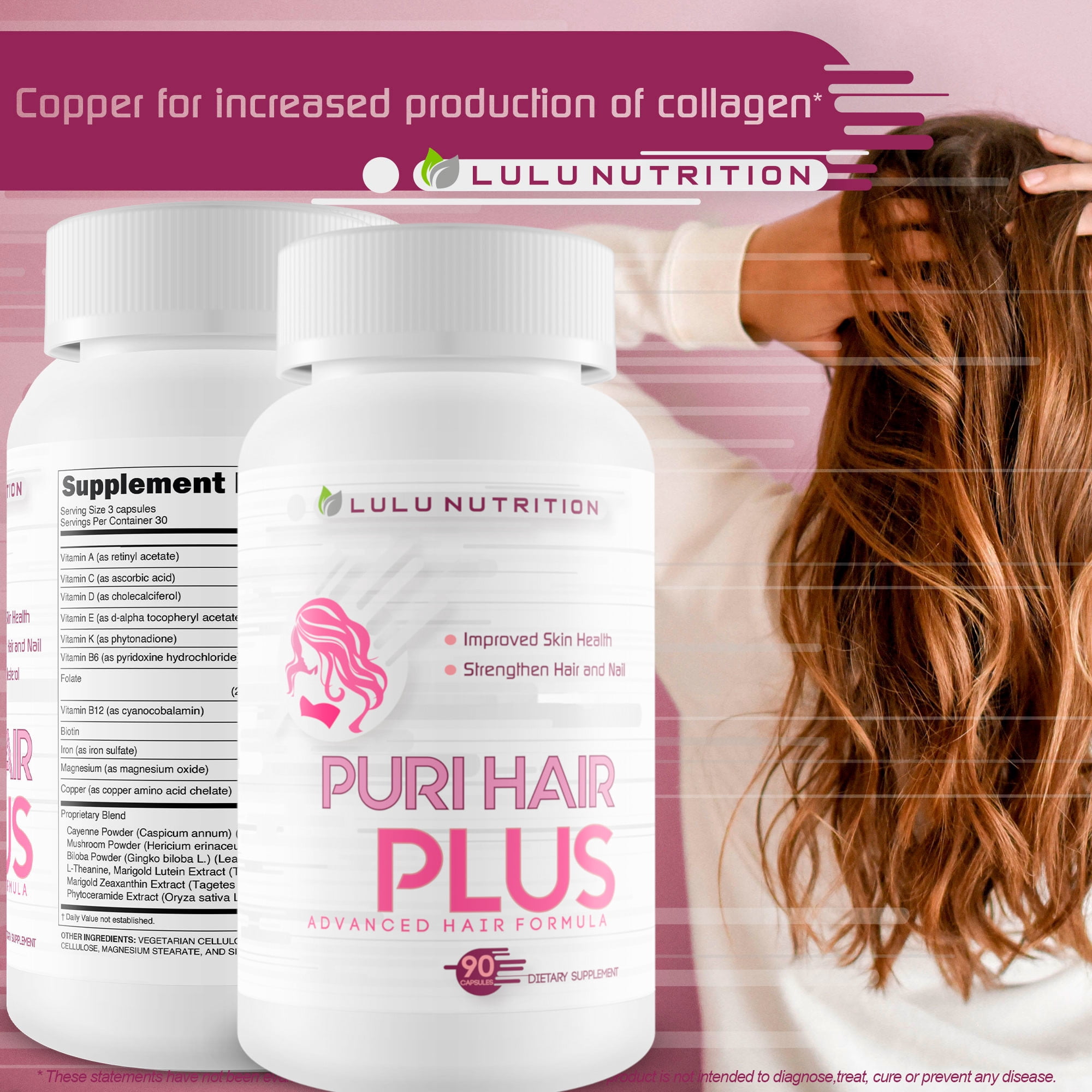 Puri Hair Plus Advanced Hair Formula - Re-Grow + Strengthen Hair and Nails with These Hair Skin and Nails Vitamins - Puri Hair Vitamins for Puri Hair Growth - Improve Skin Health - Puri Hair Regrowth