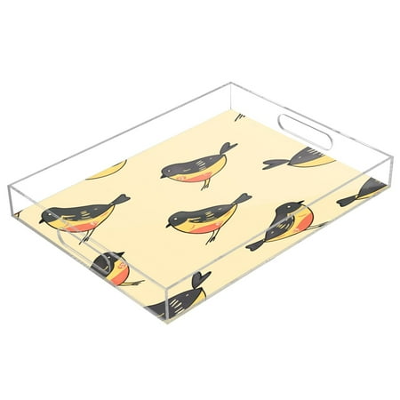 

Acrylic Tray 15.7*11.8*1.9 Inch Transparent Tray Food Tray Tea Cup Tray Serving Trays Cosmetics Storage Kitchen Table Bathroom Sundry Storage Black-yellow Bird