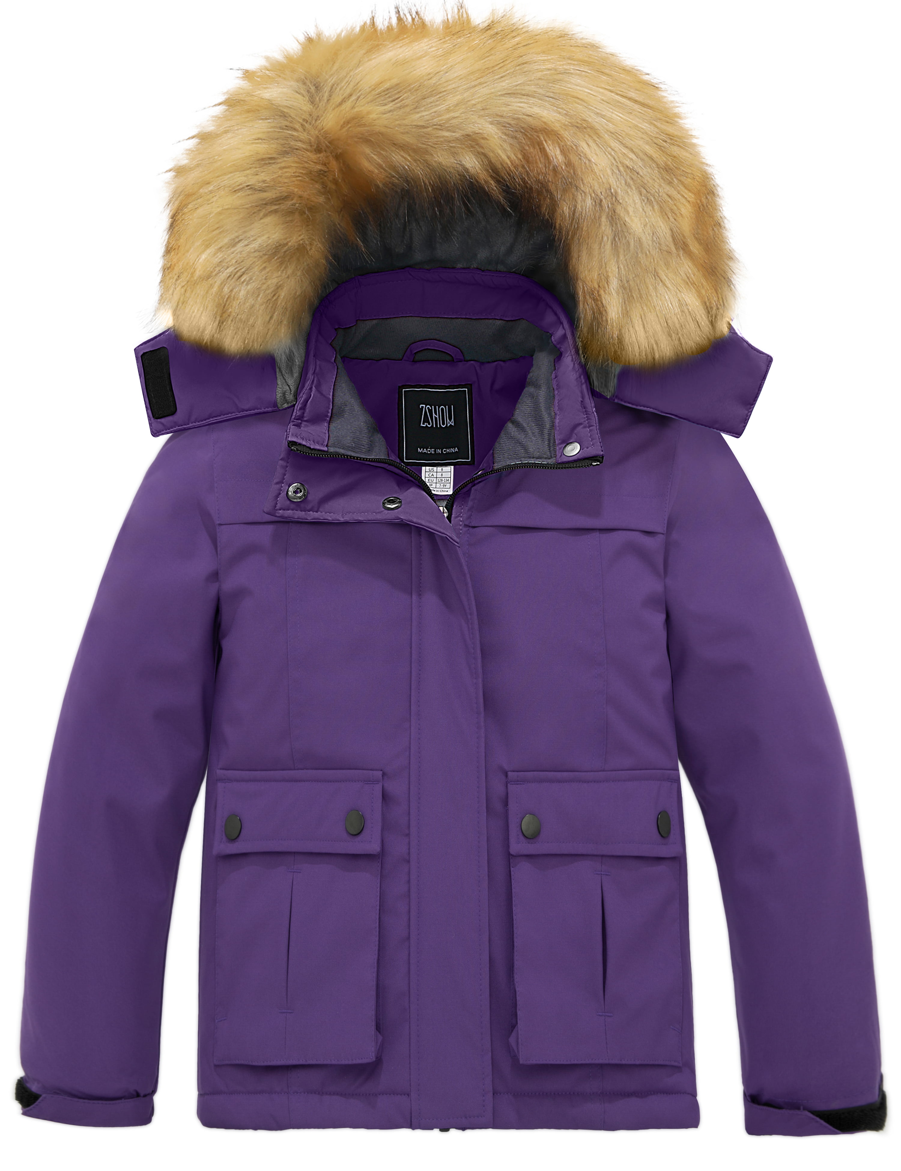 ZSHOW Girls' Waterproof Ski Jacket Warm Fleece Lined Thick Padded Winter Coat 