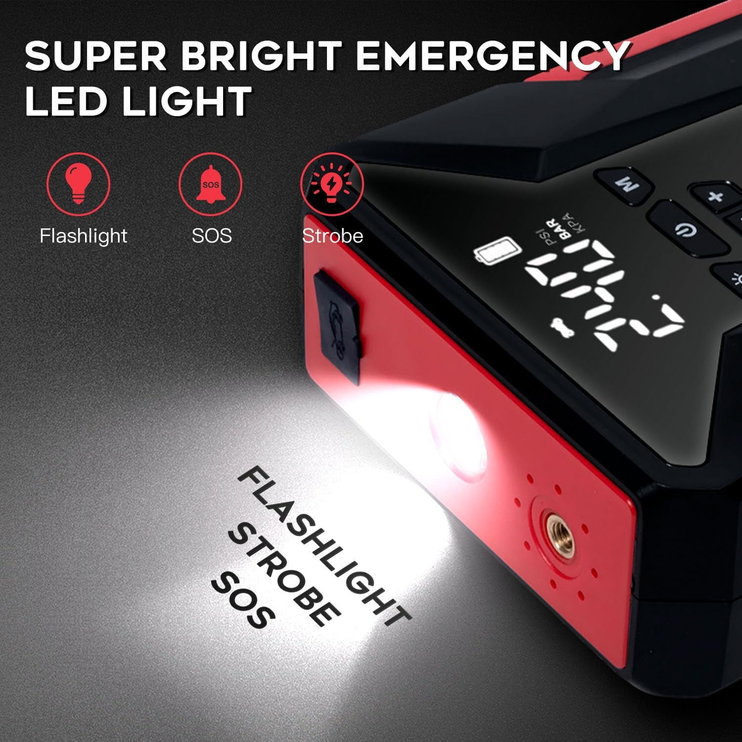 XEENSO Car Jump Starter, 4000A Peak Car Battery Charger with Air Compressor, 12V Jump Box for Car Battery with Emergency LED Light, Power Bank, Leather Storage Bag