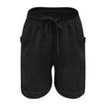 thumbnail image 4 of adviicd Womens Plus Size Shorts Casual Elastic Waist Drawstring Comfy Lightweight Quick Dry Summer Shorts with Pockets Black, XL, 4 of 8