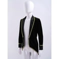 thumbnail image 6 of Yartina Kids Boys Velvet Long Sleeve Tailcoat Regal King/Prince Show Stage Performance Tuxedo Jacket Black 8, 6 of 7