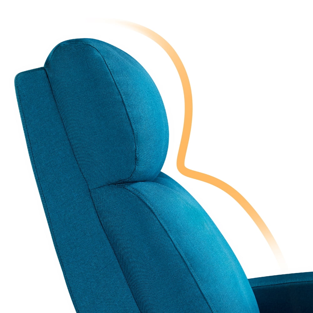 Yaheetech Modern Fabric Upholstered Recliner Chair with Pocket Spring for Home,Blue