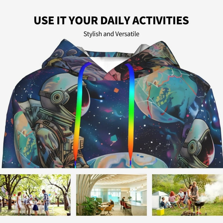Mens landscape painting print drawstring hoodies with kangaroo pocket hotsell