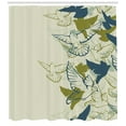 thumbnail image 3 of Ambesonne Birds Shower Curtain, Flock of Flying Pigeons, 69"Wx84"L, Green Teal Cream, 3 of 3
