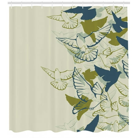Birds Shower Curtain Original Colored Image Of A Flock Flying