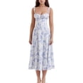 thumbnail image 1 of Fashion Print Bustier Sundress Drawstring Lace Sleeveless Dress For Women, 1 of 5