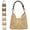 A-2, variant on Yifan Handmade Woven Bucket Bag, Crochet Tote with Wooden Bead Handle, Summer Straw Bag
