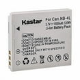 thumbnail image 2 of Kastar Kastar Nb-4L Battery 2-Pack Replacement For Canon Powershot Sd30, Sd40, Sd200, Sd300, Sd400 Sd430 Sd450, Sd600 Sd630, Sd750 Sd780, Sd940 Sd960, Sd1000 Sd1100 Sd1400, Tx1, Elph 100 300 310 331, 2 of 3