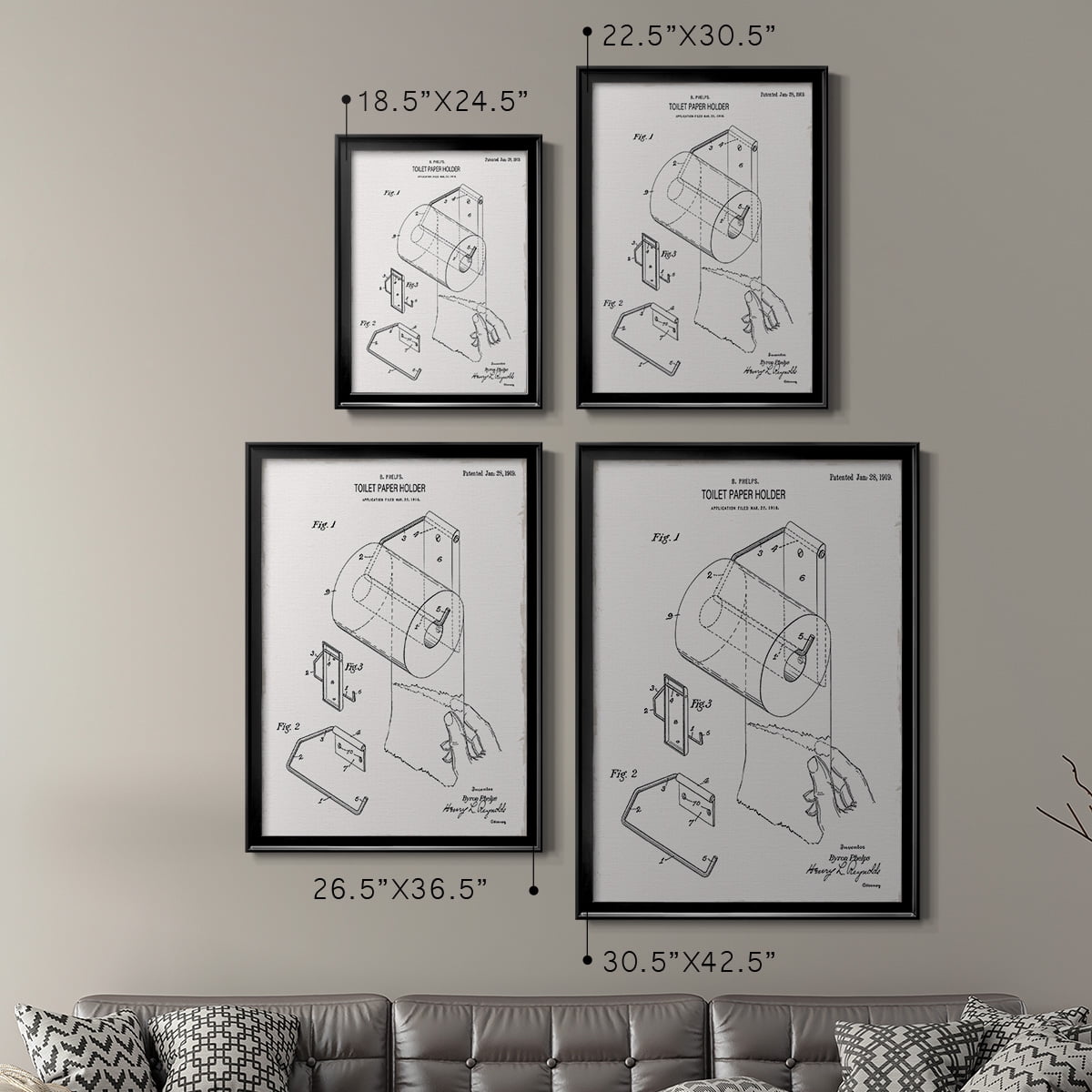 Toilet Paper Patent II Premium Classic Framed Print - Ready to Hang