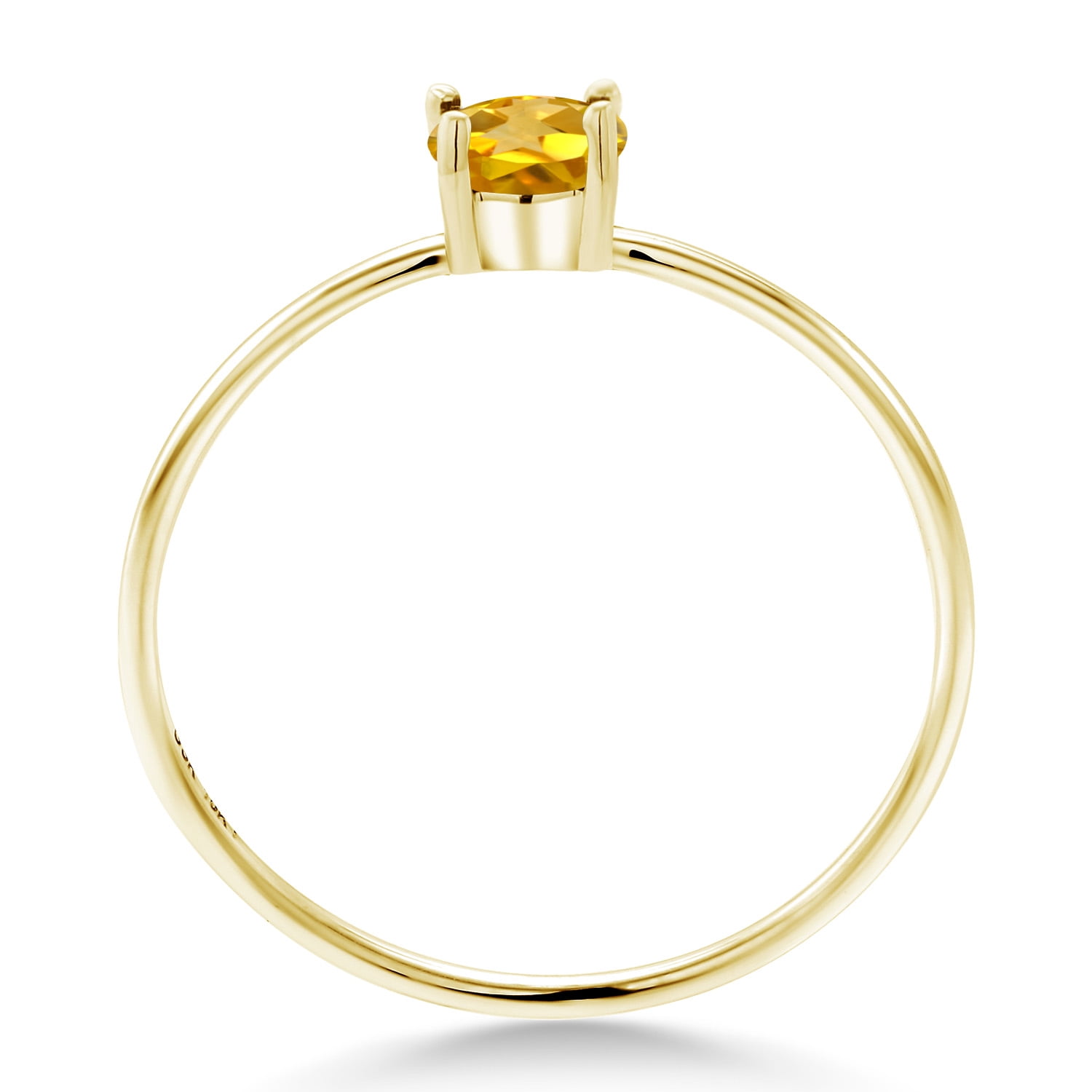Gem Stone King 10K Yellow Gold Yellow Citrine Engagement Ring for Women (0.45 Cttw, Oval 6X4MM, Gemstone Birthstone)