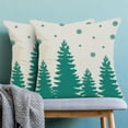 thumbnail image 2 of Christmas Pillow Covers 18x18 Inch Set of 2 Cream Aqua Teal Christmas Tree Snowflakes Decor Throw Pillows Winter Xmas Holiday Outdoor Cushion Cases for Couch Bed Decorations, 2 of 6