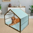 thumbnail image 2 of Abstract Pet House, Circles Polka Dots Button Like Simple Repetitive Design Retro Style, Outdoor & Indoor Portable Dog Kennel with Pillow and Cover, 5 Sizes, Pale Blue White, by Ambesonne, 2 of 4