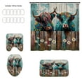 thumbnail image 2 of Haliyee ‌Highland Cow Daisy Shower Curtain Set wirh Toilet Lid Cover & Non-Slip Rugs 4Pcs,Farmhouse Bathroom Decor,70x72 Inch,Includes 12 Hooks,Rustic Country Style Bath Mat & Toilet Seat Cover, 2 of 5