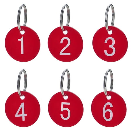 Acrylic Square Key Tag - Aspire 50 Pieces Numbered Tags with Key Ring, Acrylic Id Tags for Organizing and Sorting-Red Round-1to50