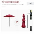 thumbnail image 5 of Outsunny 9FT 3 Tiers Patio Umbrella Outdoor Market Umbrella with Crank, Push Button Tilt for Deck, Backyard and Lawn, Wine Red, 5 of 9