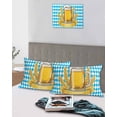 thumbnail image 4 of Cartoon Beer King Pillow Cases Set of 2 - Microfiber Bed Throw Pillow Covers, Funny Wheat Abstract Blue White Plaid Decorative Lumbar Pillow Cover with Envelope Closure for Sofa/Travel 20"x36", 4 of 6