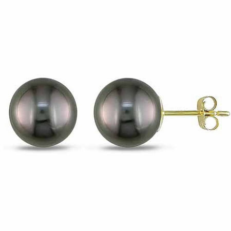 8-9mm Round Tahitian Pearl 14kt Yellow Gold Stud Earrings