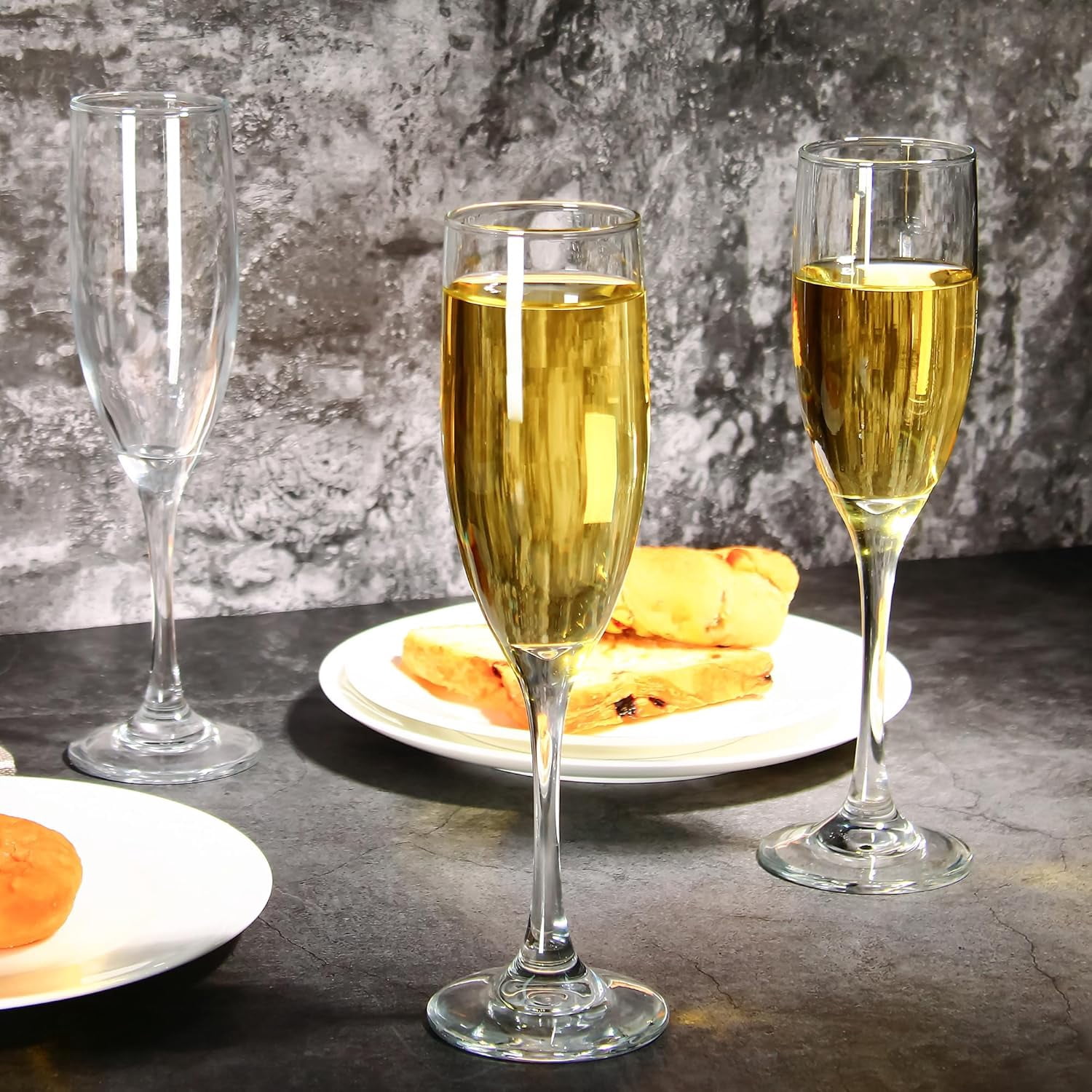6 Oz Cylinder Champagne Flutes Set Of 12, Long Stemmed Crystal Clear Champagne Flute Glass Set, Sparkling Wine Glass for Home Party Wedding Anniversary Birthday Christmas