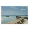thumbnail image 1 of Landscape Cutting Board, Old Wooden Bridge to the Blue Sea at Koh Kood Trat Thailand Exotic Beach Scenery, Decorative Tempered Glass Cutting and Serving Board, Large Size, Blue Brown, by Ambesonne, 1 of 1