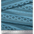 thumbnail image 3 of Soimoi Blue Cotton Duck Fabric Aztec Geometric Print Sewing Fabric Yard 42 Inch Wide, 3 of 3