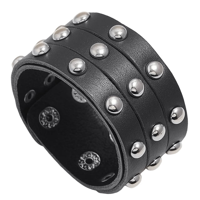 Hommes Bracelet Clouté Rivet Mode Poignet en Faux Cuir Bracelet Punk