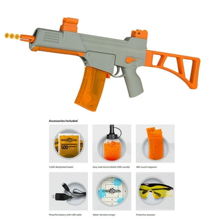 SplatRBall Full and Semi Auto Electric Rechargeable Soft Water Bead Gel Ball Blaster Kit Gray / Orange